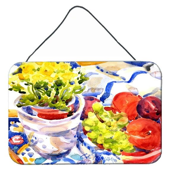 Carolines Treasures 6037DS812 Apples Plums and Grapes with Flowers Indoor Wall or Door Hanging Prints 8x12 multicolor
