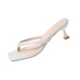 thumbnail image 2 of PiGOGI Women's Pointed Toe Heel Flip Flops Thong Non-Slip Comfortable Sandals Summer White 5.5, 2 of 8