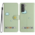 thumbnail image 5 of Phone Case for Samsung Galaxy S21, Folding Faux Leather Cute Animal Pattern Wallet Flip Cover with Card Holder & Wrist Strap, Magnetic Closure Shockproof Kickstand Phone Case - Green, 5 of 8