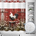 thumbnail image 2 of No Hook Shower Curtain, Red Rooster Shower Curtains for Bathroom with See Through Top Window, Farmhouse Animals Spring Floral Rustic Waterproof & Washable Bath Curtain Standard 72"x72", 2 of 9