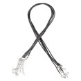 thumbnail image 2 of Collar grande de cuerda de cuero encerado de color negro con cierre de 18', 2 of 5