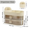 thumbnail image 4 of Unique Bargains Rotating Makeup Organizer Three-Layer Cosmetic Storage Box Large Capacity for Vanity Holder Beige, 4 of 7