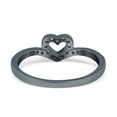 thumbnail image 3 of Black Tone, Simulated Cubic Zirconia Size-10 Heart Petite Dainty V Chevron Midi Thumb Ring Promsie Band 925 Sterling Silver, 3 of 7