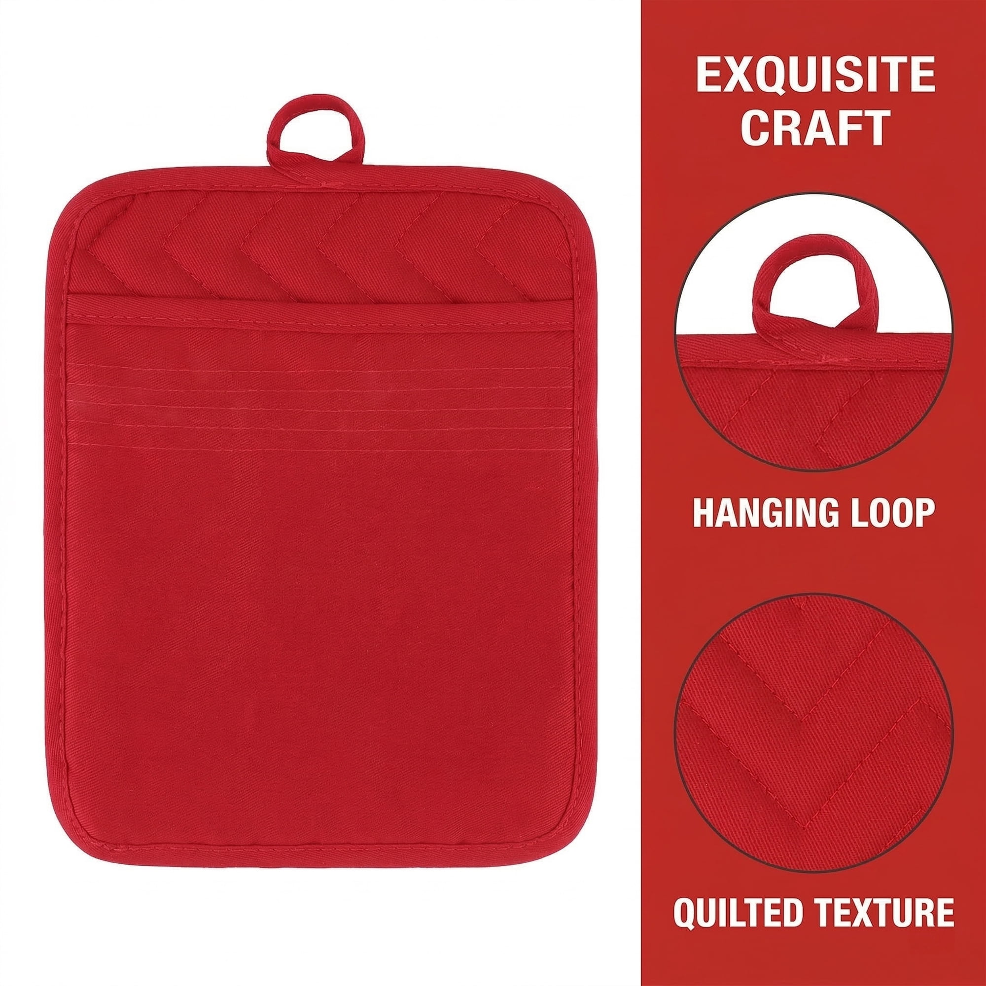 Unique Bargains 2 Pcs Heat Resistant Non Slip Pot Holders for Kitchen Red 9.1"x7.1"