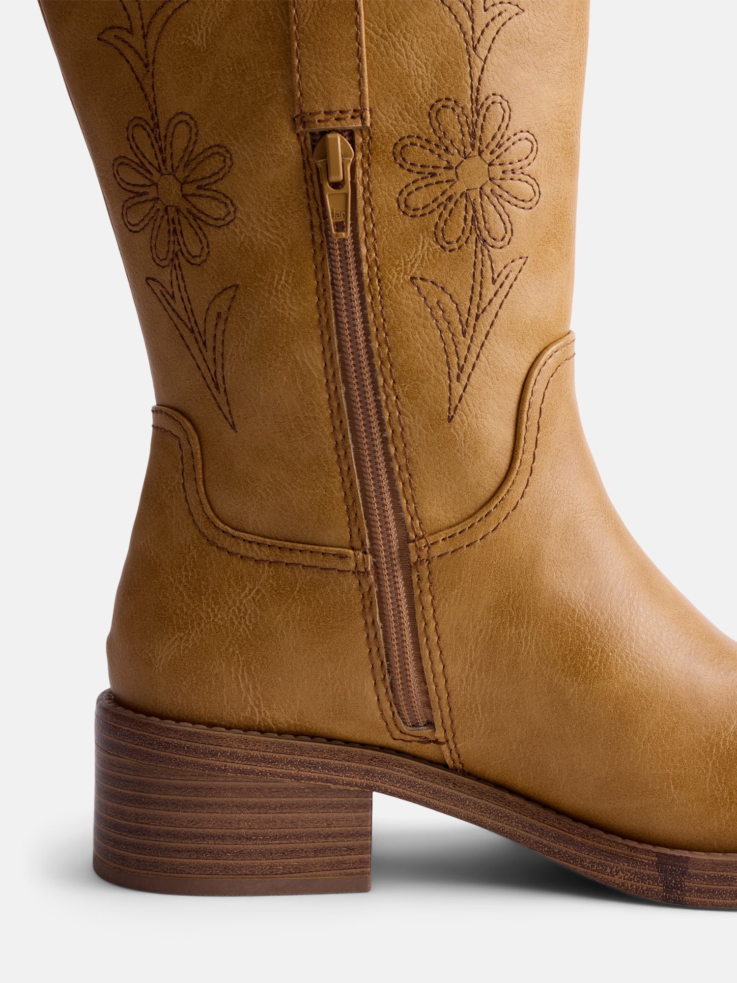 No Boundaries Women's Floral Embroidered Block Heel Boots