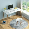 thumbnail image 2 of WETS TALUS Modern Ergonomic Design Thickened Plate Spacious Desktop Computer Desk Solid Wood PC Work Writing Table White, 2 of 10