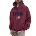 thumbnail image 4 of Hvogkswy USA Graphic Hoodies for Men Drawstring Hooded Long Sleeve Pullover Sweatshirt Oversized Sweatshirts with Pocket, 4 of 6