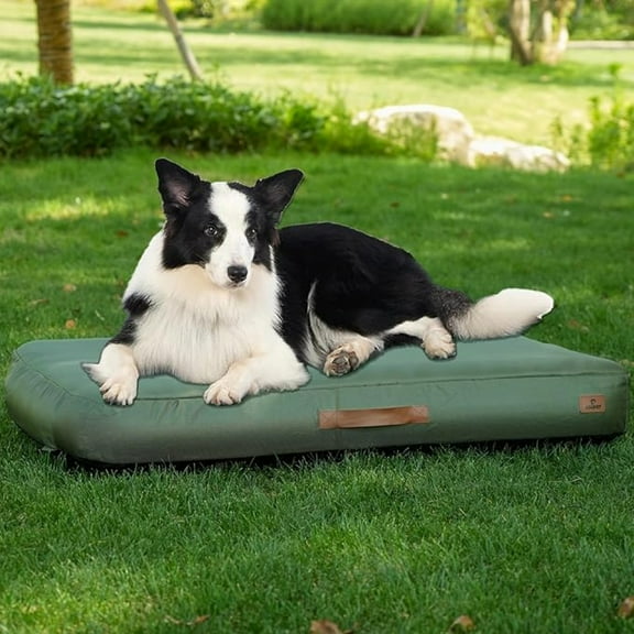 XL Green Inflatable Dog Bed For Medium Dogs - Waterproof, Non-Slip, & Machine Washable - Durable Oxford Fabric With Memory Foam