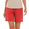 thumbnail image 6 of Hueook Bermuda Shorts Golf Dress Shorts Women's Solid Color Elastic Comfortable Fitness Pants Yoga Pants Work Pants Casual Shorts with Pockets Red 2X, 6 of 9