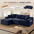 thumbnail image 5 of Lunale Small Modular Sectional Sofa with Movable Chaise, L-Shaped Boneless Cloud Couch for Living Room, Blue (Left Facing Chaise), 5 of 9