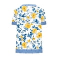 thumbnail image 4 of Vmvidoty Blouses for Women Dressy Crew Neck Short Sleeve Summer Tops Casual Floral Printed Shirts Yellow 3XL, 4 of 5
