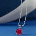 thumbnail image 2 of Gem Stone King 925 Sterling Silver Red Created Ruby Pendant Necklace for Women (1.00 Cttw, Gemstone July Birthstone, Round 6MM, With 18 inch Silver Chain), 2 of 5