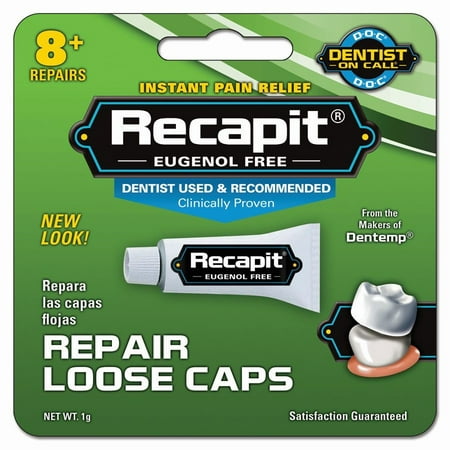 Recapit is a Eugenol free temporary dental cement for re-cementing loose caps or crowns