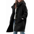 thumbnail image 3 of Women's Winter Single Breasted Mid-Length Coat with Hood Casual Trench Coat Jacket with Pockets, 3 of 6