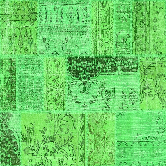 Ahgly Company Indoor Square Patchwork Green Transitional Area Rugs, 8' Square