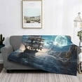 thumbnail image 2 of Yiaed Moonlit Sea Sailboat Print Blanket Throw Blanket Soft Cozy Flannel Blanket for Home Bed Sofa Couch Chair-60"x50", 2 of 6