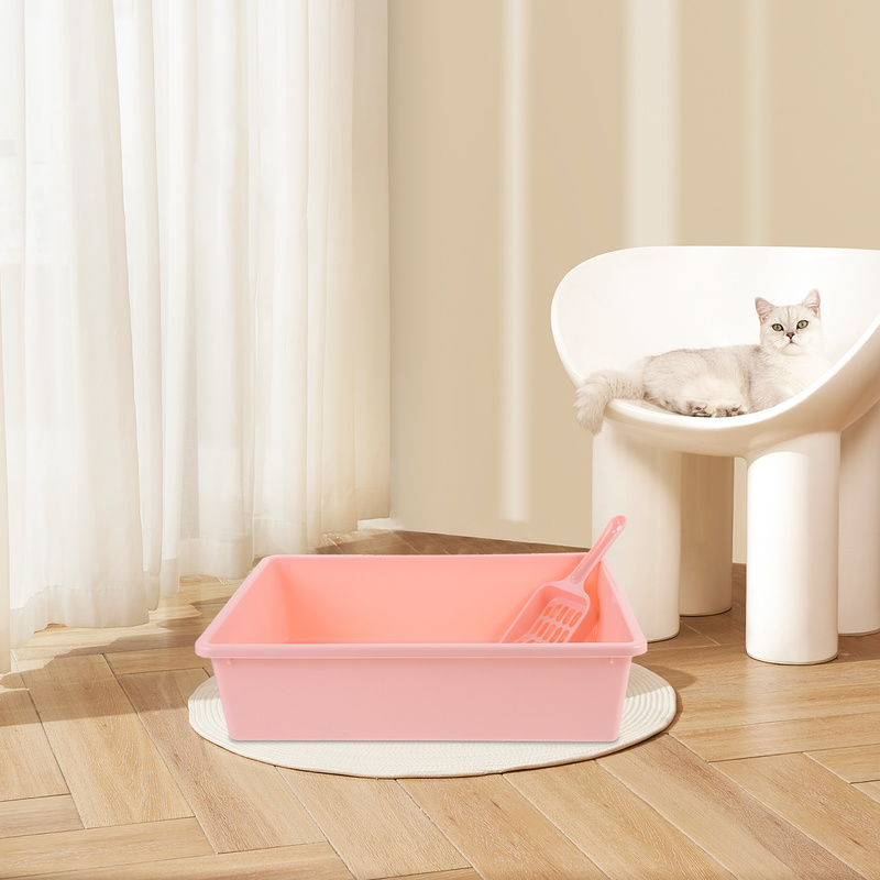 1 Set Cat Litter Box Kit Low Entry Portable Kitten Litter Box Large Capacity Open Type Pet Toilet For Cats Household Travel Use