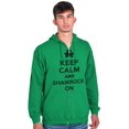 thumbnail image 3 of Keep Calm Shamrock On St Patrick's Zip Up Hoodie Men's Women's Brisco Brands 2X, 3 of 6