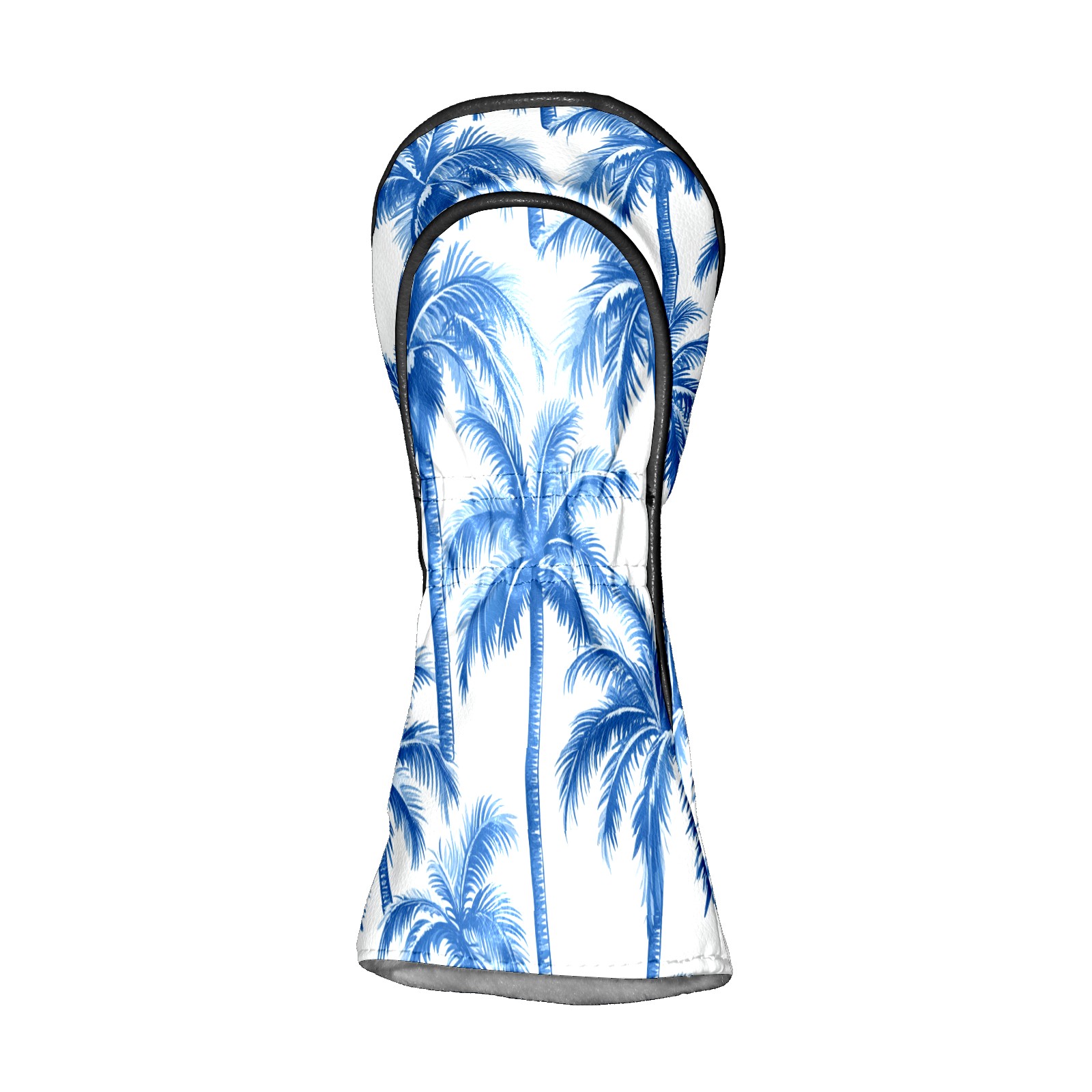 Golf Club Covers PU Leather Waterproof Head Covers for Fairway Woods Hybrids Blue Palm Tree