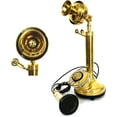 thumbnail image 3 of Antique Brass Candlestick Phone Replica Electronic Corded Rotary Dial Phone Home Decor Swan Electric Bell Telephone, 3 of 4