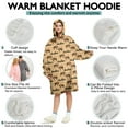 thumbnail image 5 of Beige Buffalo Pattern Wearable Oversized Blanket,Wearable Blanket Hoodie for Adults,Cozy Hooded Blankets with Super Pockets,Super Warm Fuzzy Pullover for Women & Men, 5 of 6