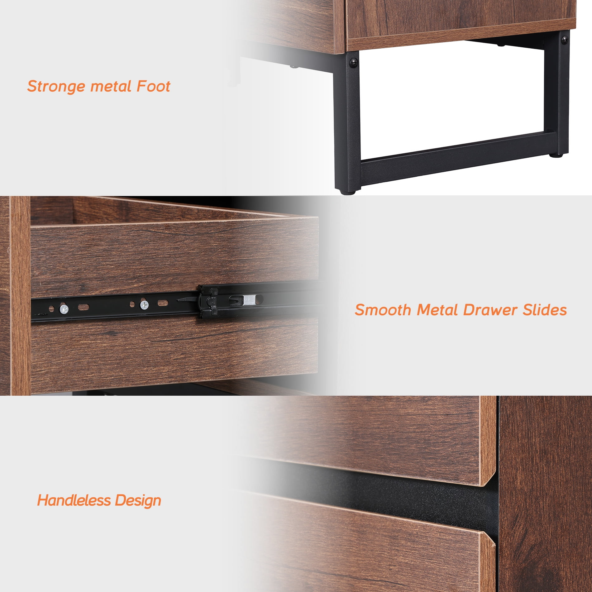 WAMPAT Modern End Table With 2 Drawers - Compact Sofa Side Table & Nightstand For Living Room & Bedroom