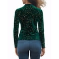 thumbnail image 3 of MODA NOVA Women's Blouse Metallic Shiny Star Print Long Sleeve Round Neck Shirt L Green, 3 of 5