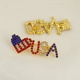 Flag Brooch Patriotic Red White Blue Rhinestone Letter Map Heart Ribbon
