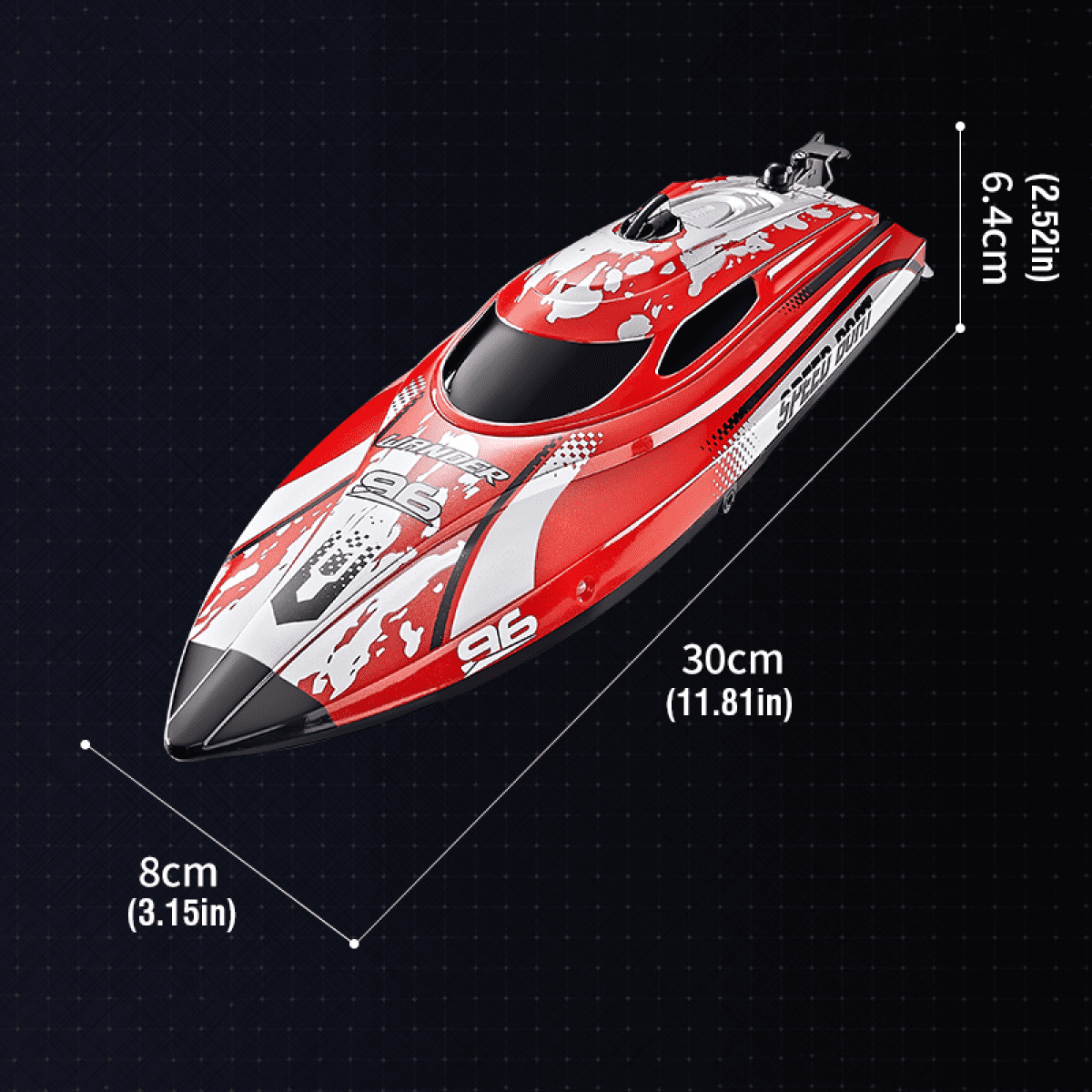 Remote Control Boat for Kids 12in RC Boat with High Speed & Lights, Waterproof Toy Boats for Lakes and Pools-White