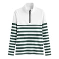 thumbnail image 4 of QUNYINEY Tops for Women Trendy Striped Casual Spring Long Sleeve Shirt Loose Fit Mock Neck Quarter Zip Pullover Woman Blouse, 4 of 5