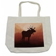 thumbnail image 1 of Moose Shopping Bag, Antlers in Wild Alaska Forest Rusty Abstract Landscape Design Deer Theme Woods, Eco-Friendly Reusable Bag for Groceries Beach and More, 15.5" X 14.5", Cream, by Ambesonne, 1 of 2