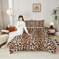 thumbnail image 4 of Feelyou Modern Cheetah Print Full Size Comforter Sets, Rustic Farmhouse Bedding Comforter Set, Fashion Brown Polkadots Reversible Bedding Sets, Super Cozy Room Decor, 3pcs, 4 of 8