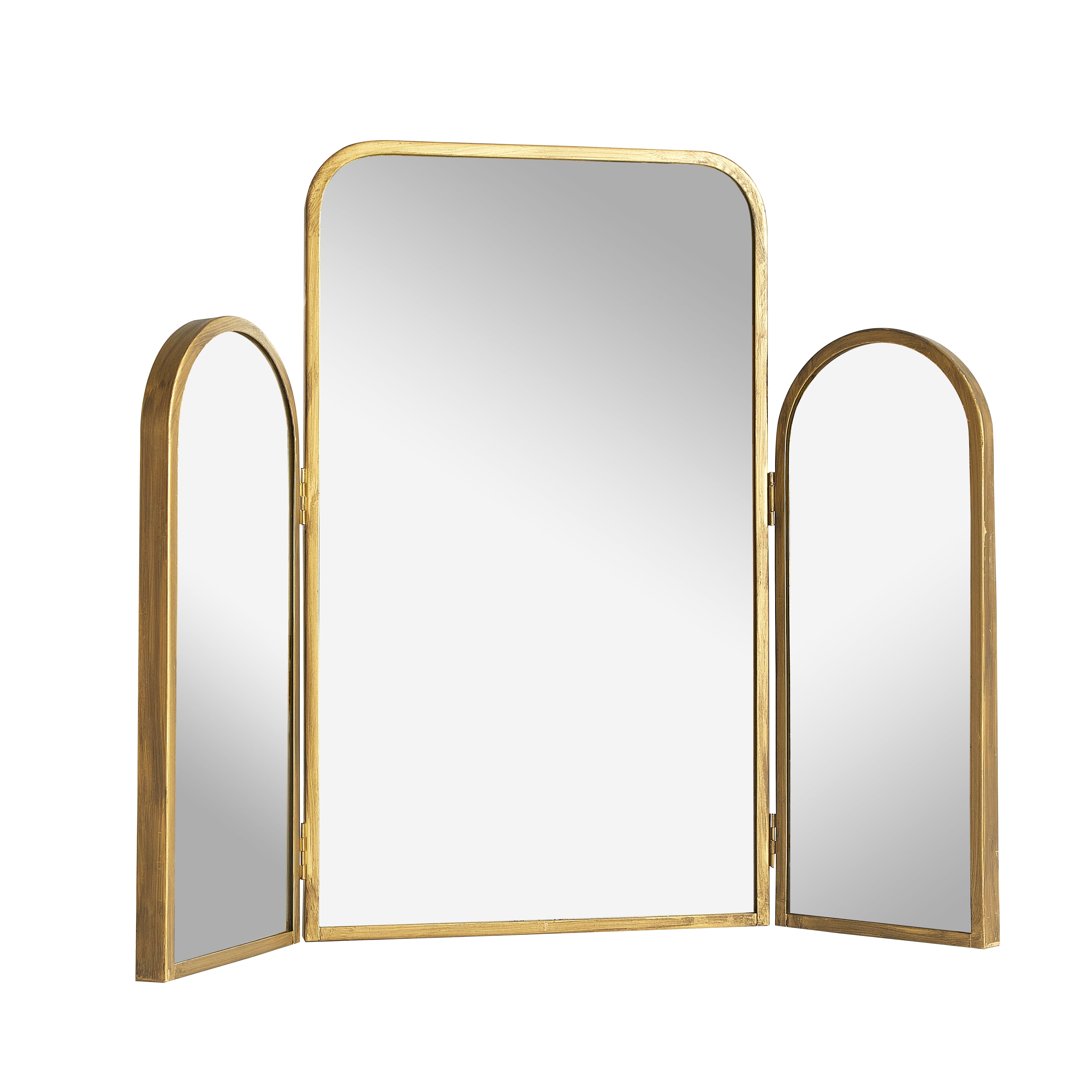 Stylehouse 24" x 20" Tri-Fold Vanity Mirror with Gold Frame