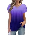 thumbnail image 2 of XYAIXT Women Summer Tops Gradient Color Pleated Fashion Casual Blouses Petal Sleeve T-shirt V Neck Crisscross Strap Tee, 2 of 6