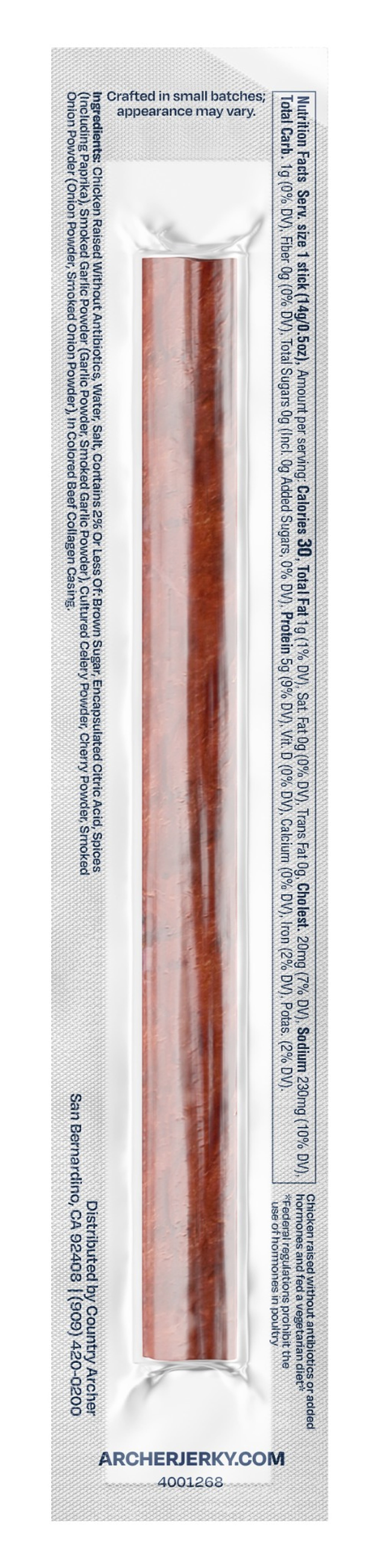 Archer Oven-Roasted Chicken Mini Jerky Sticks, 0.5 oz, 8 Count