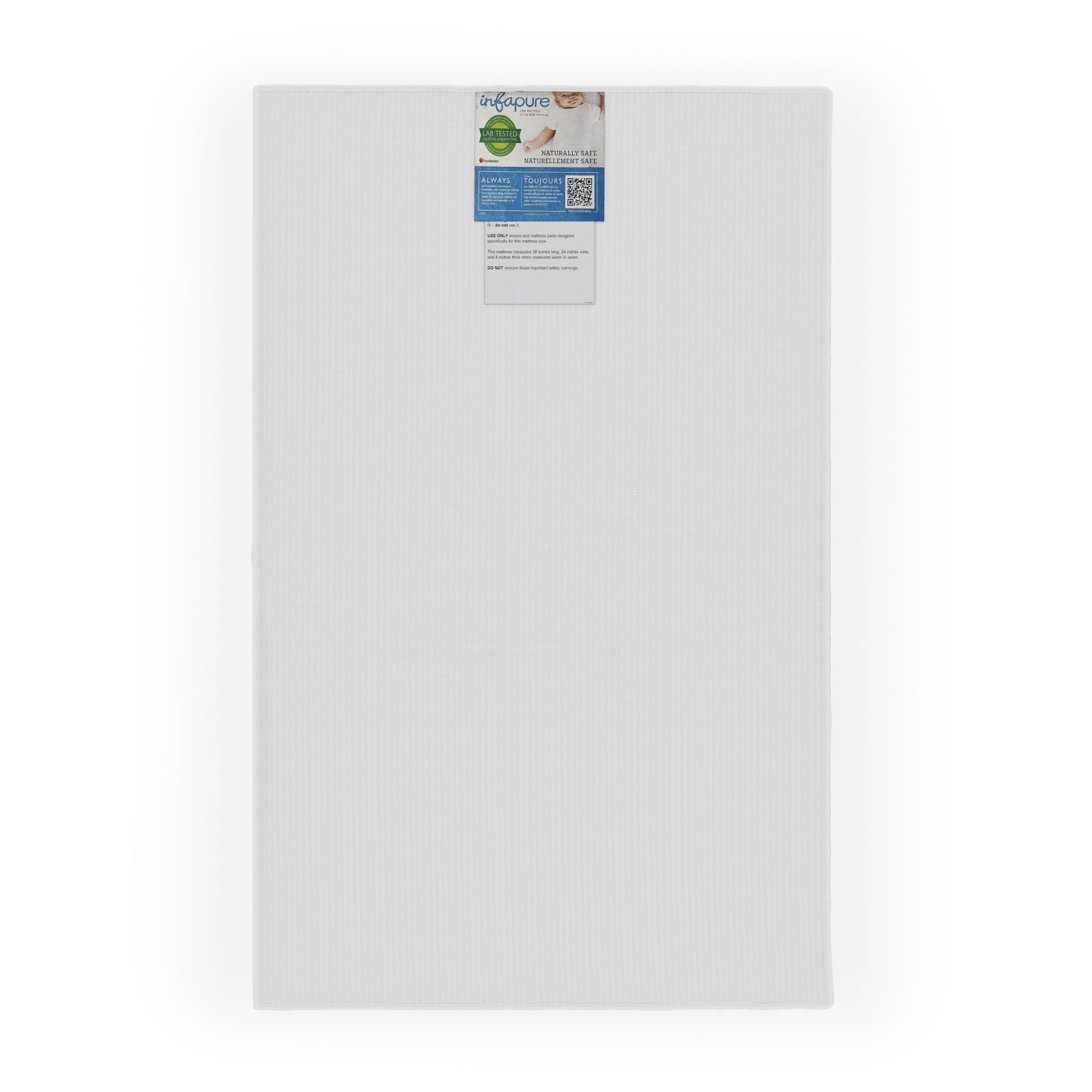 Foundations InfaPure 4" Compact Crib Mattress, Foam, Hypoallergenic, Easy to Clean, White