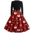 thumbnail image 3 of Womens Christmas Dress 1950s Glitter Xmas Tree Print Dress Long Sleeve Snowflake Cocktail Swing Dress Crew Neck Cute Vintage Dresses Plus Size Christmas Party Costumes, 3 of 3