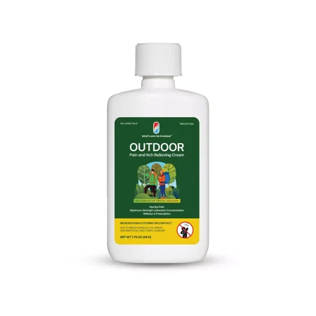 Westlake HB Pharma Outdoor Pain & Itch Relief Cream, Lidocaine 4%, 1 Bottle, Maximum Strength, First Aid for Cuts, Burns, Bug Bites, Sunburn