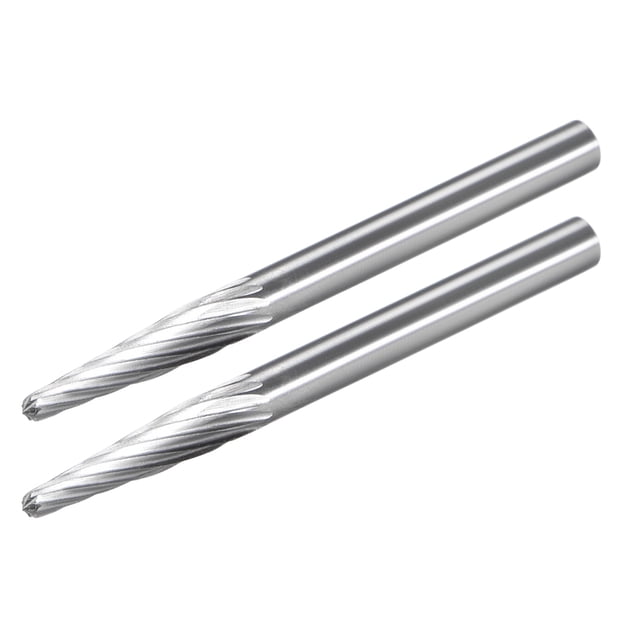 Fresas de carburo de un solo corte, fresas rotativas en forma de cono, diámetro del vástago de 1/8", cabeza de 1/8", 2 piezas