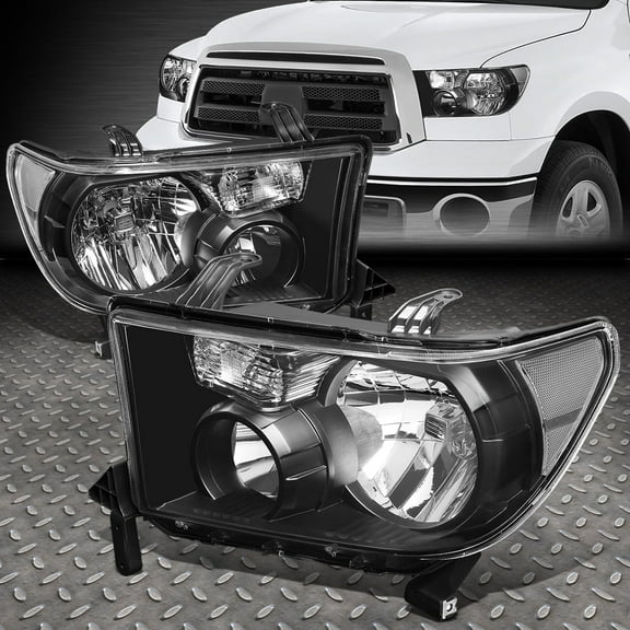 NUVISION for 07-13 Toyota Tundra 08-17 Sequoia Black Housing Clear Corner Headlights