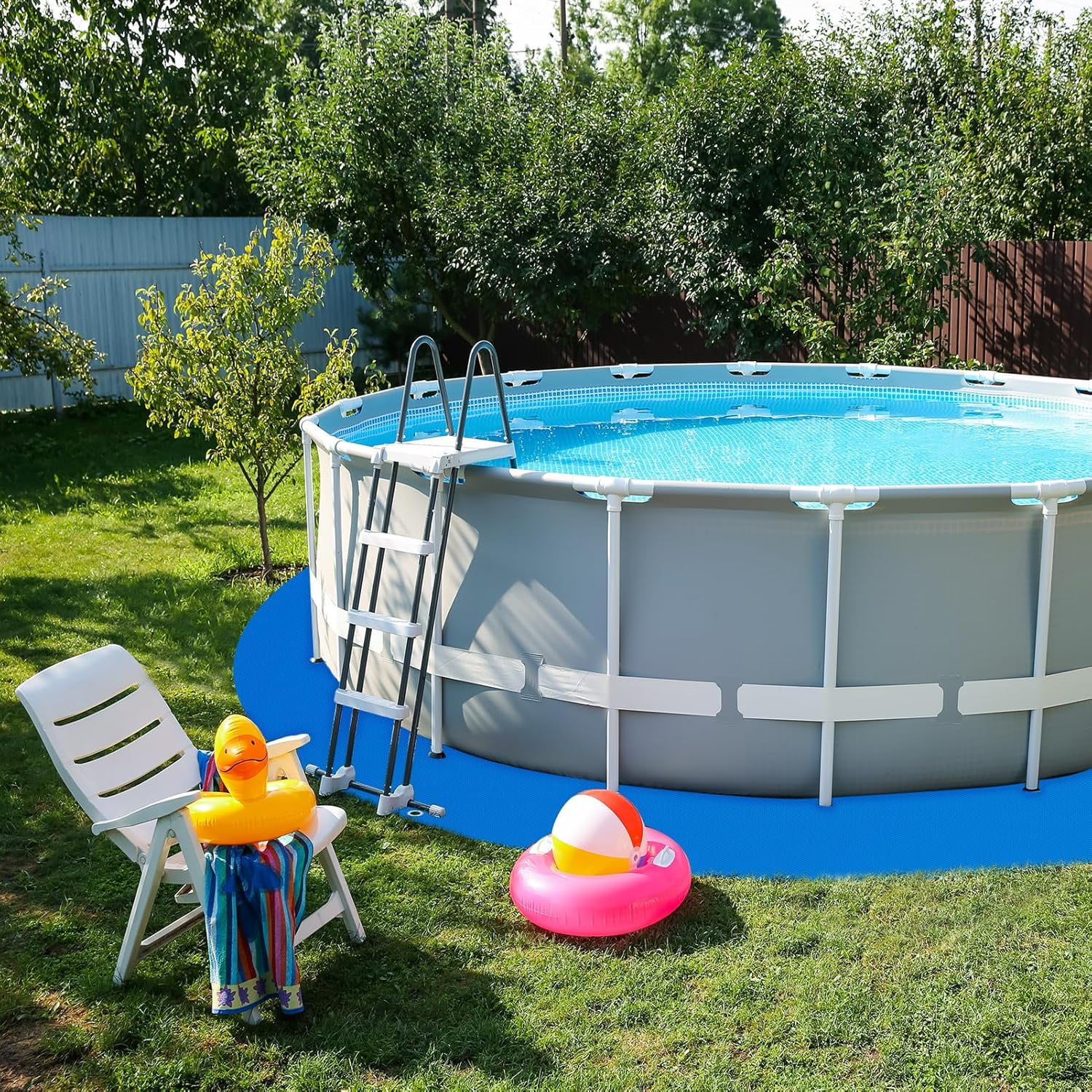 RFGUB16 x 16 Ft Swimming Pool Ground Cloth Round Swimming Pool Tarpaulin Tarp for Above Ground Swimming Pools Heavy Duty Pool Ground Mat Protector Pad Prevents Punctures