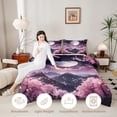 thumbnail image 3 of Manfei Fantasy Fuji Twin Comforter Sets for Home, Moon Cherry Mountain Bedding Set for Office, Pink Purple Black, Black Reversible 2pcs, 1 Comforter and 1 Pillowcase, 3 of 6