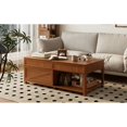 thumbnail image 4 of Lift-Top Coffee Table with Hidden Storage and Open Shelf - Apricot Brown, 4 of 10