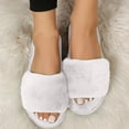 thumbnail image 4 of Fnooota Womens Slide Slippers, Soft Sole Indoor Non Slip Open Toe Fuzzy Slippers Bedroom Shoes White Size 7.5-7.5, 4 of 7