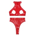 thumbnail image 4 of Conjunto de lencería Sexy para mujer, ropa interior sin entrepierna, cuello Halter, espalda descubierta, busto abierto, Tops cortos con Tanga de cintura alta, 4 of 5