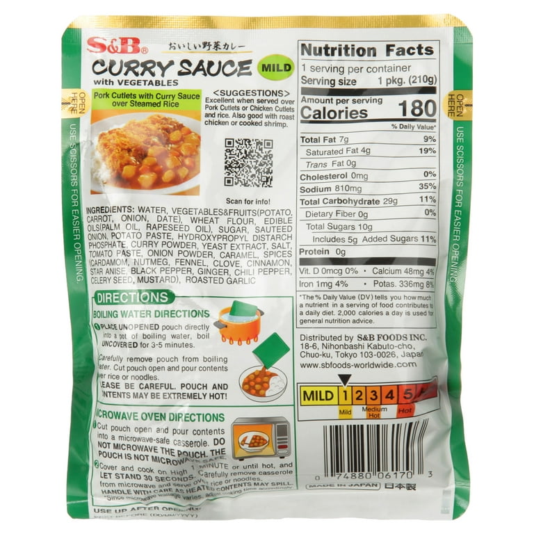 Style S&B Mil pack) Oz 5 Japanese 7.4 Curry Vegetables, with Sauce RETORT,