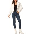 thumbnail image 2 of DARING DIVA Women's Cropped Notch Lapel Faux Fur Fluffy Coat XS White, 2 of 6