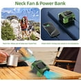 thumbnail image 3 of Prociv Waist Fan - Portable Clip Fan with 10000mAh Battery, 24-Hour Working Time, LED SOS Light - 3 Speeds, 15500RPM Strong Airflow - Neck Fan for Jobsite, Farming, Fishing(Green), 3 of 7