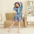 thumbnail image 3 of FORMRS Niños Bathrobe Unisex Hooded Robe Soft Plush Pajamas Sleepwear, Size 2-3T, Purple Window, 3 of 7