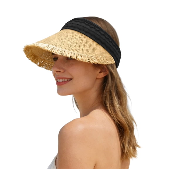 Womens Sun Hats Foldable Large Brimmed Grass Beach Hat